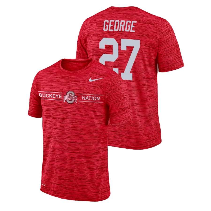 Ohio State Buckeyes Men's NCAA Eddie George #27 Scarlet Performance GFX Velocity Sideline Legend College Basketball T-Shirt ZLA8549MB